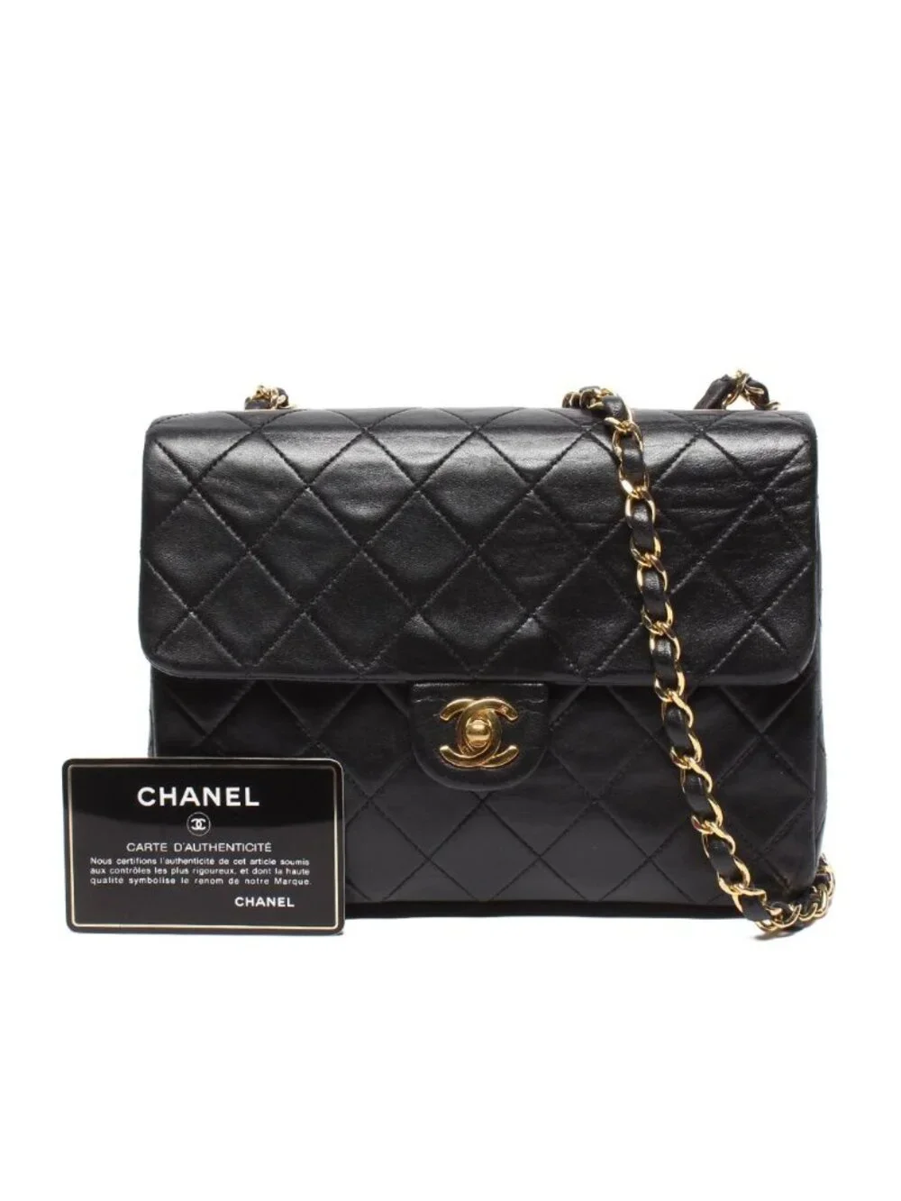 Chanel Chain Shoulder Bag Gold Quilted 20 Single Flap